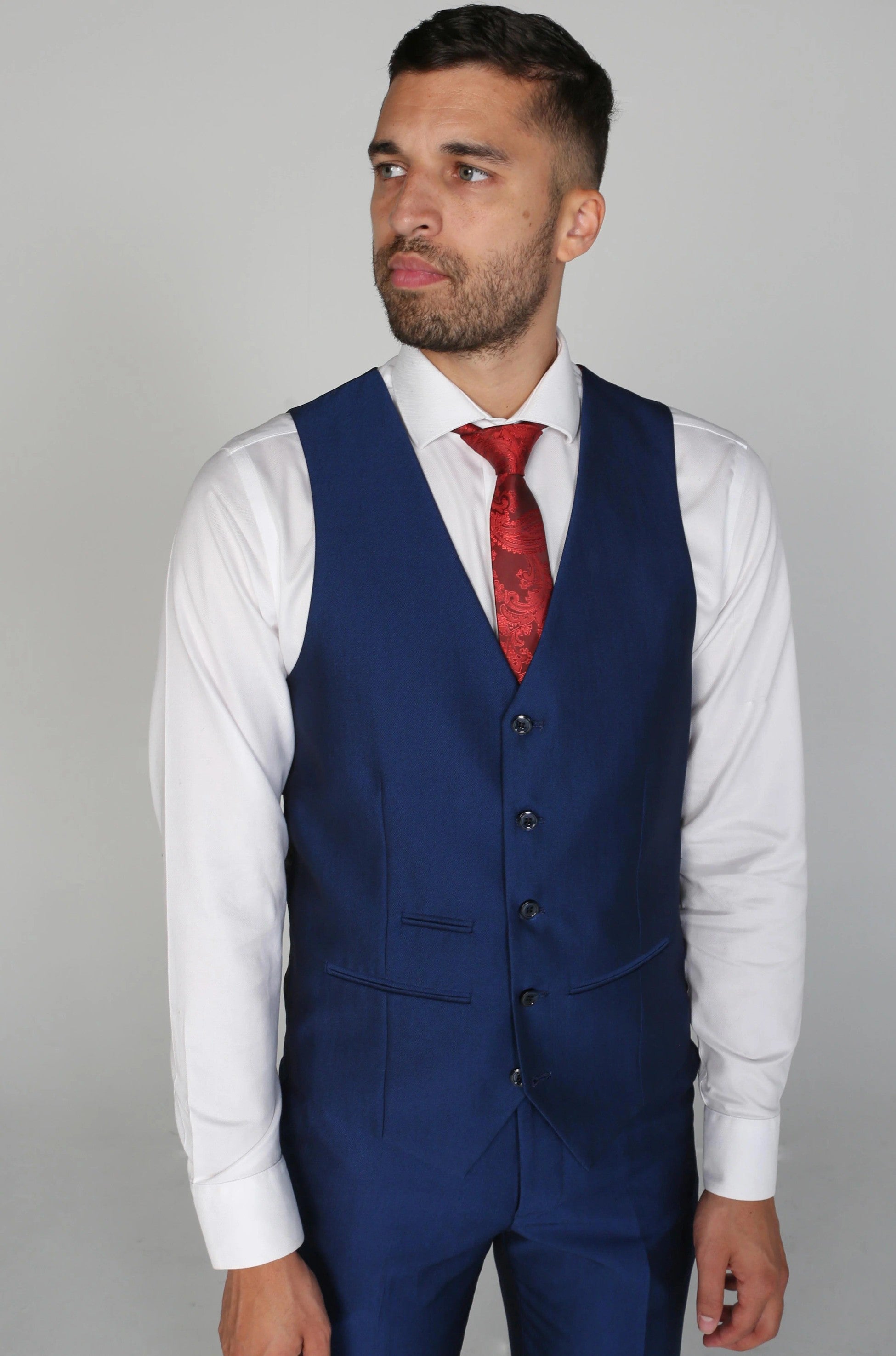 Men's Sheen Effect Navy Waistcoat- KINGSLEY - Navy Blue