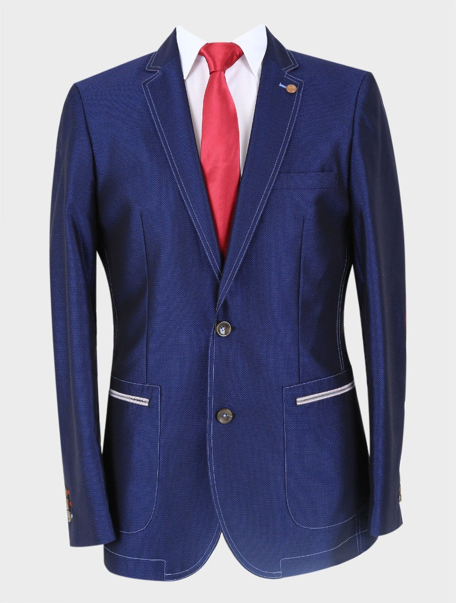 Men's Casual Slim Fit Navy Blazer - TONY Accardo - Navy Blue