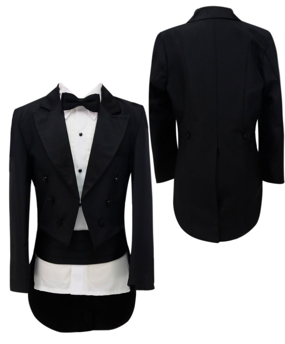 Boys Tuxedo Tail Suit - Black