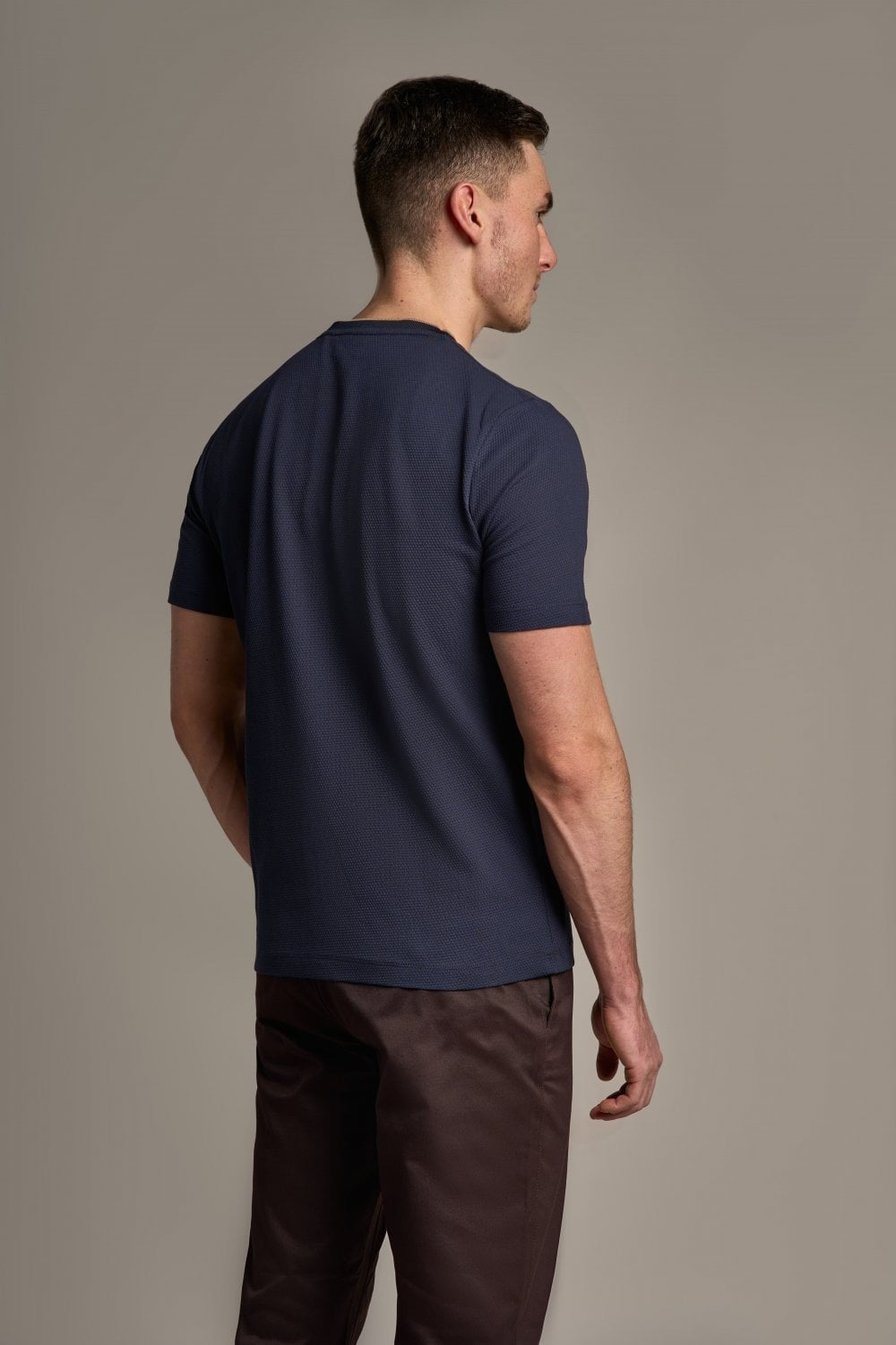 Men's Cotton Slim Fit T-shirt - BYRON - Navy Blue