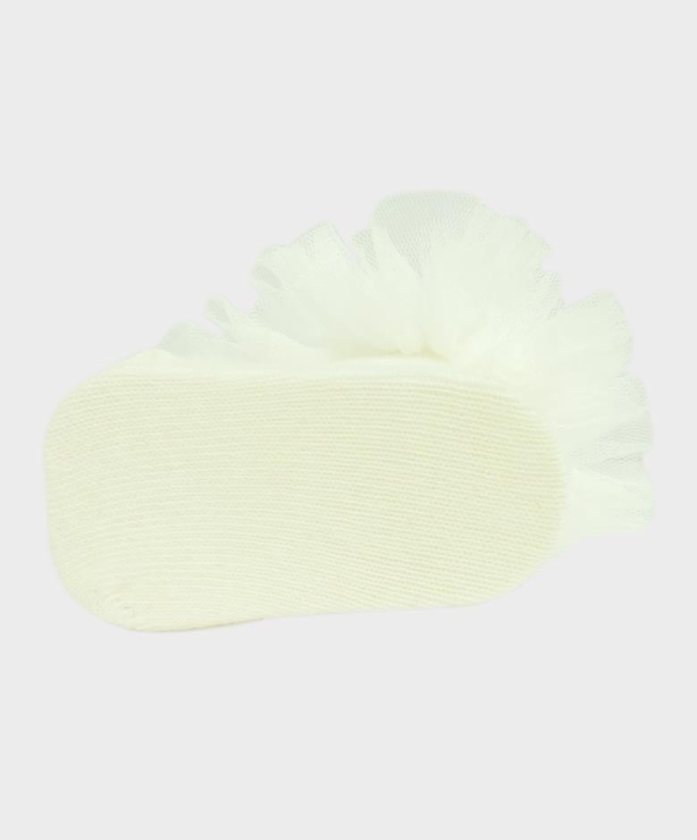 Baby Girls Ruffle Bow Frilly Ankle Socks - Ivory