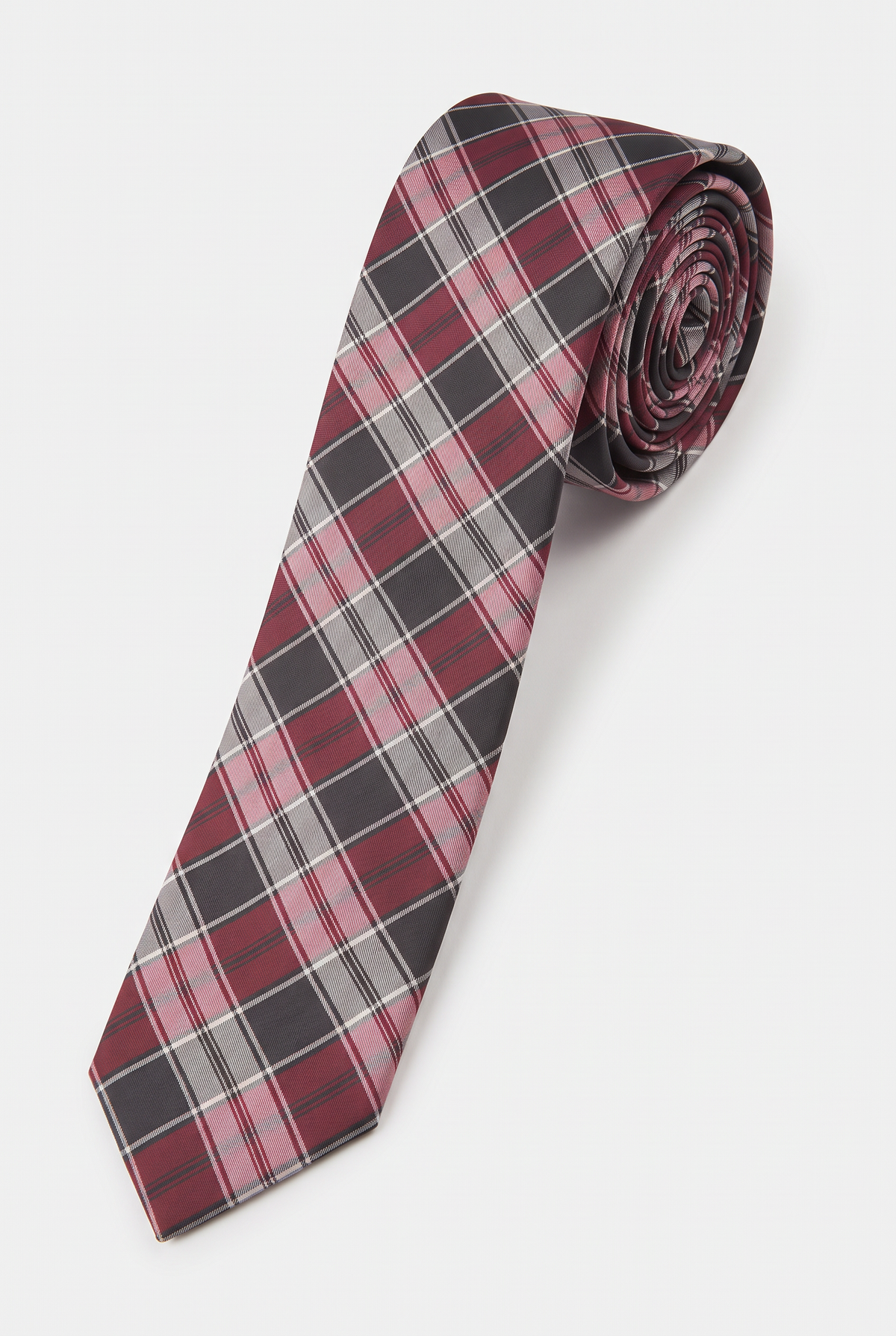 Boys Plaid Checkered Tie Red and Grey