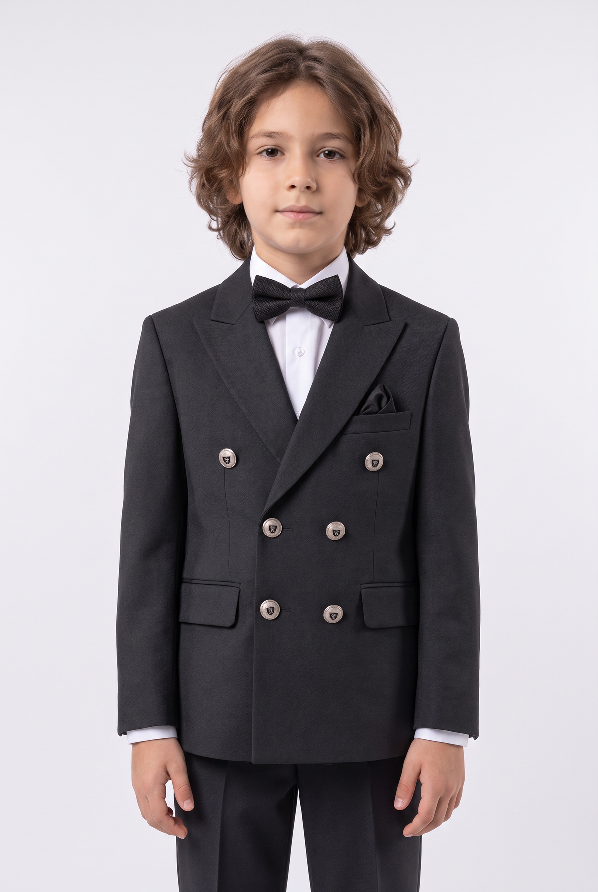 Boys’ 4-Piece Textured Double Breasted Formal Suit - Montero Black