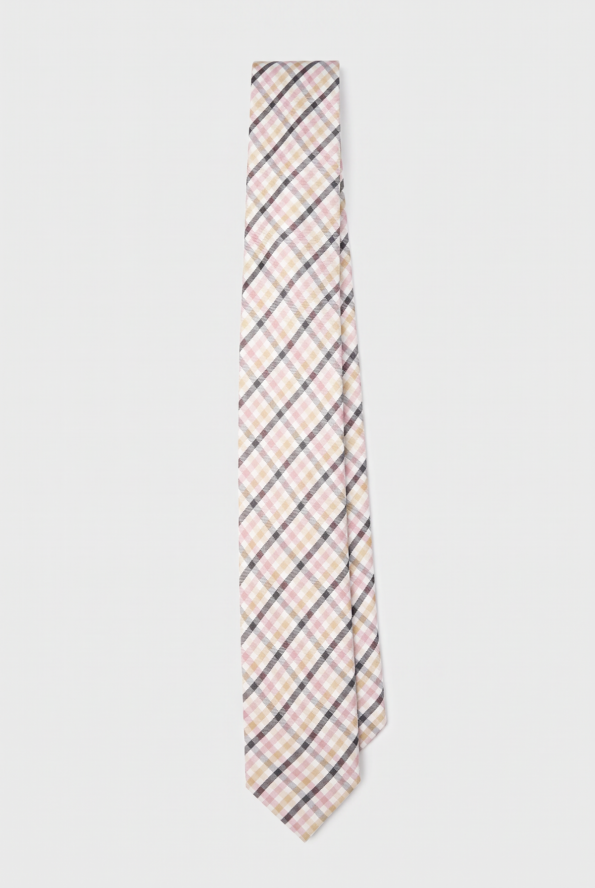 Boys Plaid Checkered Tie & Hankie Set Pink and Black