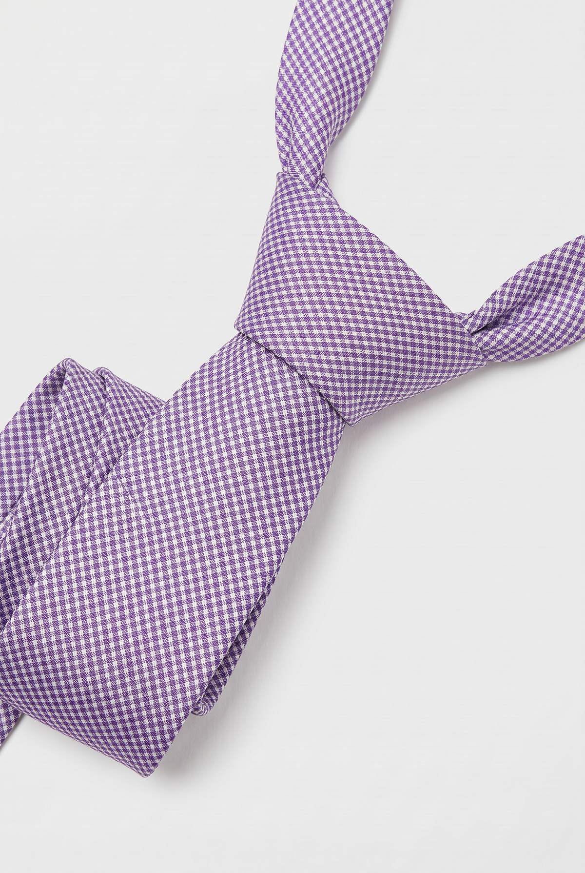 Boys Plaid Checkered Tie  Violet and White