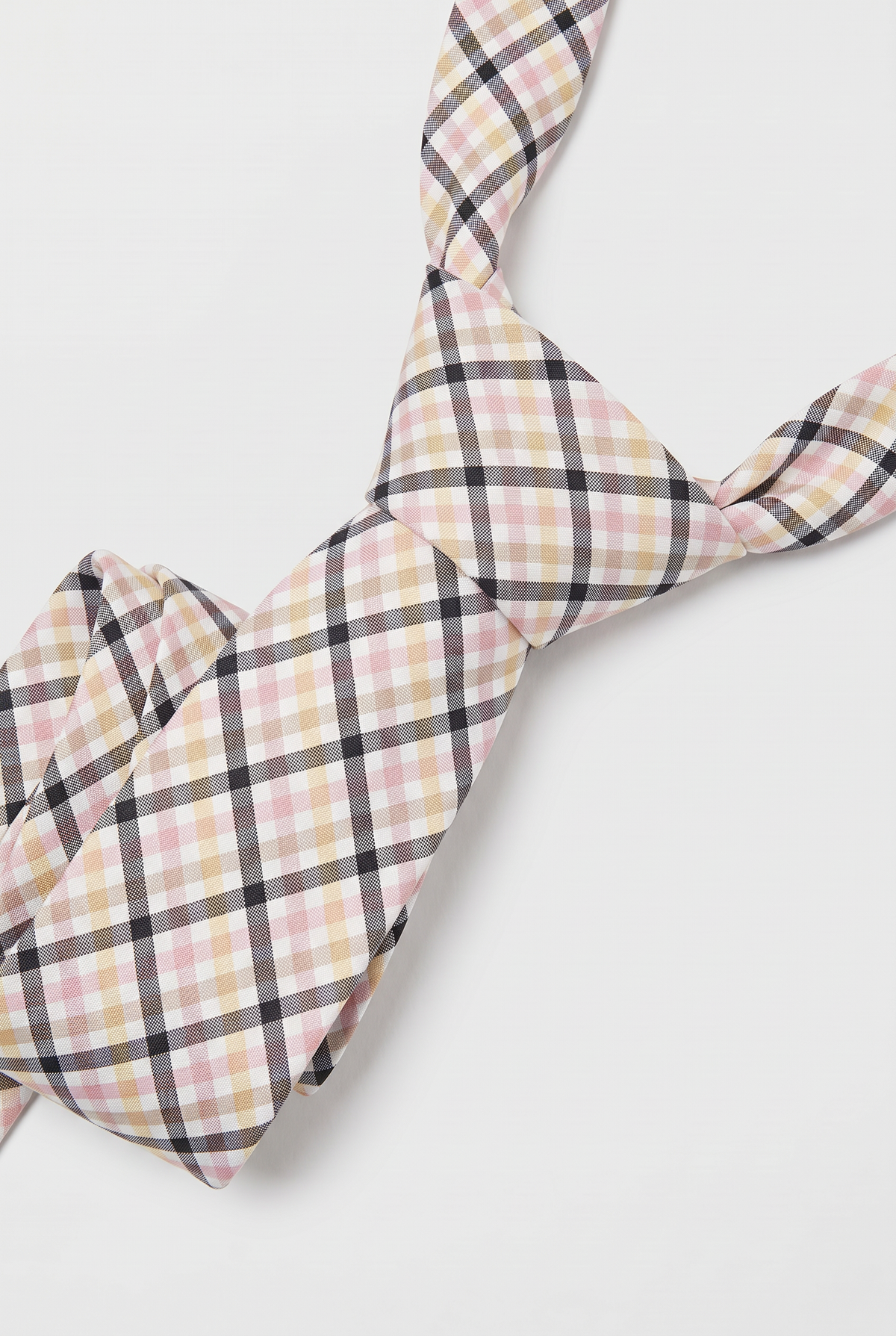 Boys Plaid Checkered Tie & Hankie Set Pink and Black