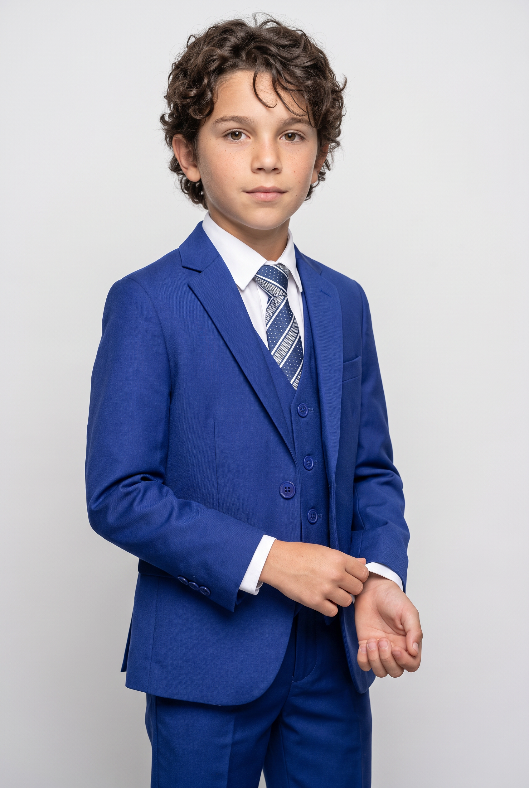 Boys 3 Piece Suit Set – Jacket, Waistcoat, Trousers & Tie - 792 Royal Blue