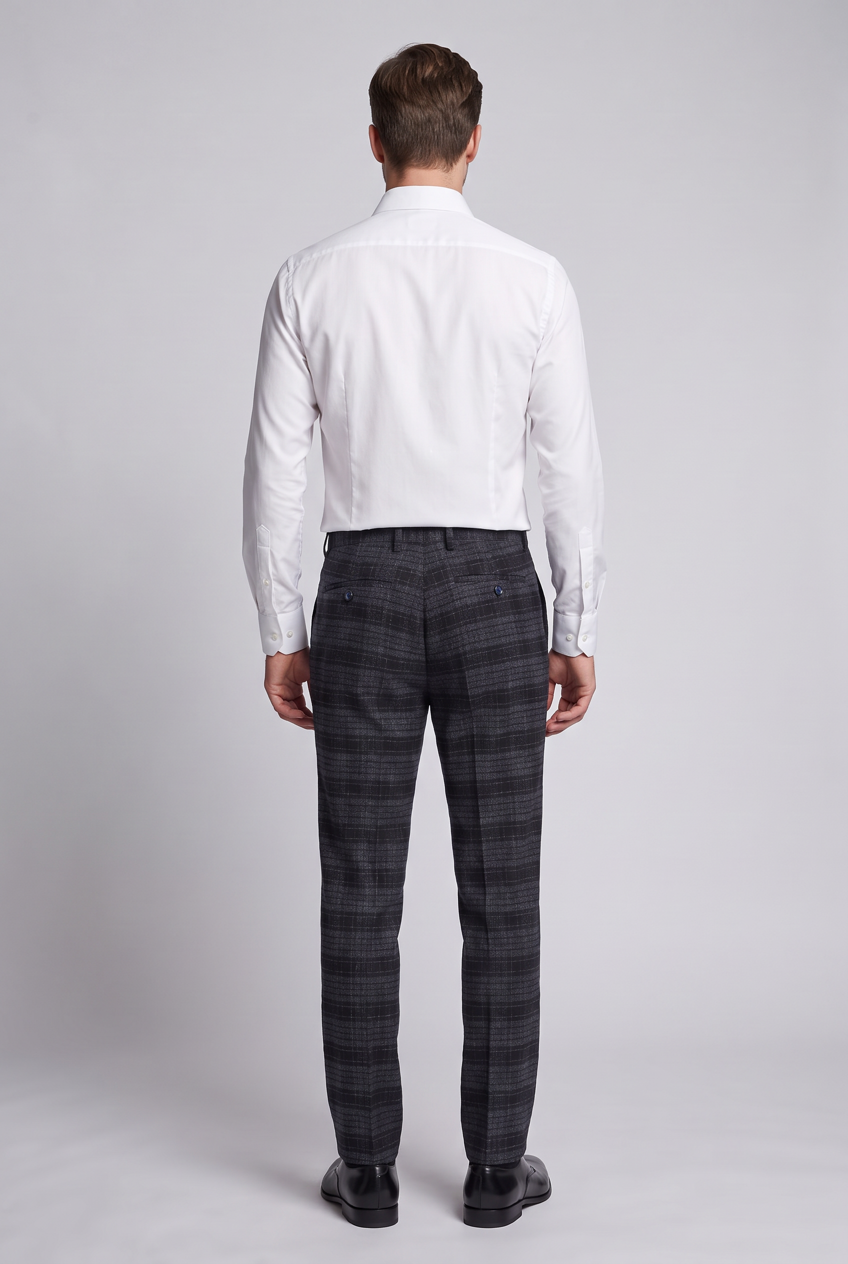 Men's Slim Fit Checked Dress Trousers – Smart Formal Tailored Pants - Style MARCELLO 5504T Black