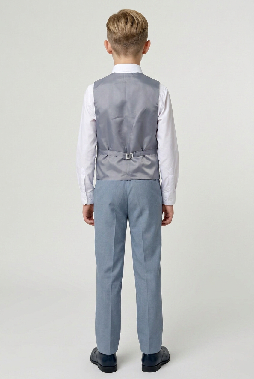 Boys Summer Waistcoat Suit 4 PC Set - Grey
