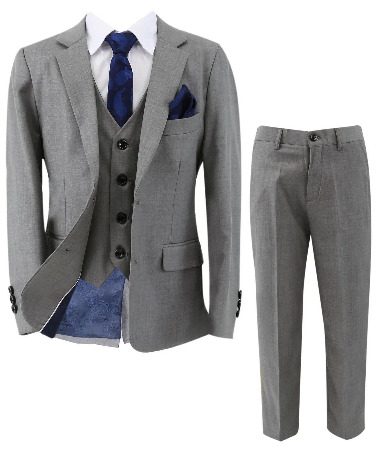 Boys Tailored Fit Black Suit - PARKER - Light Grey