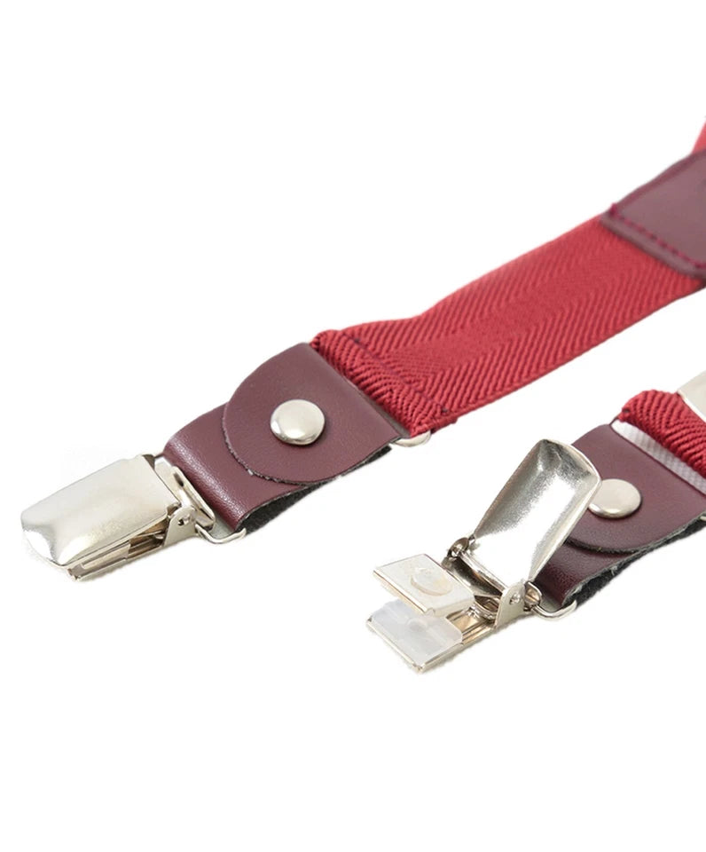 Boys Adjustable Y-Shape Suspenders - Burgundy