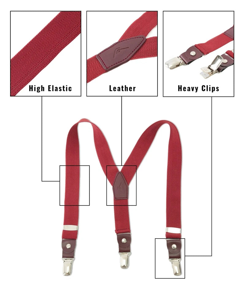 Boys Adjustable Y-Shape Suspenders - Red