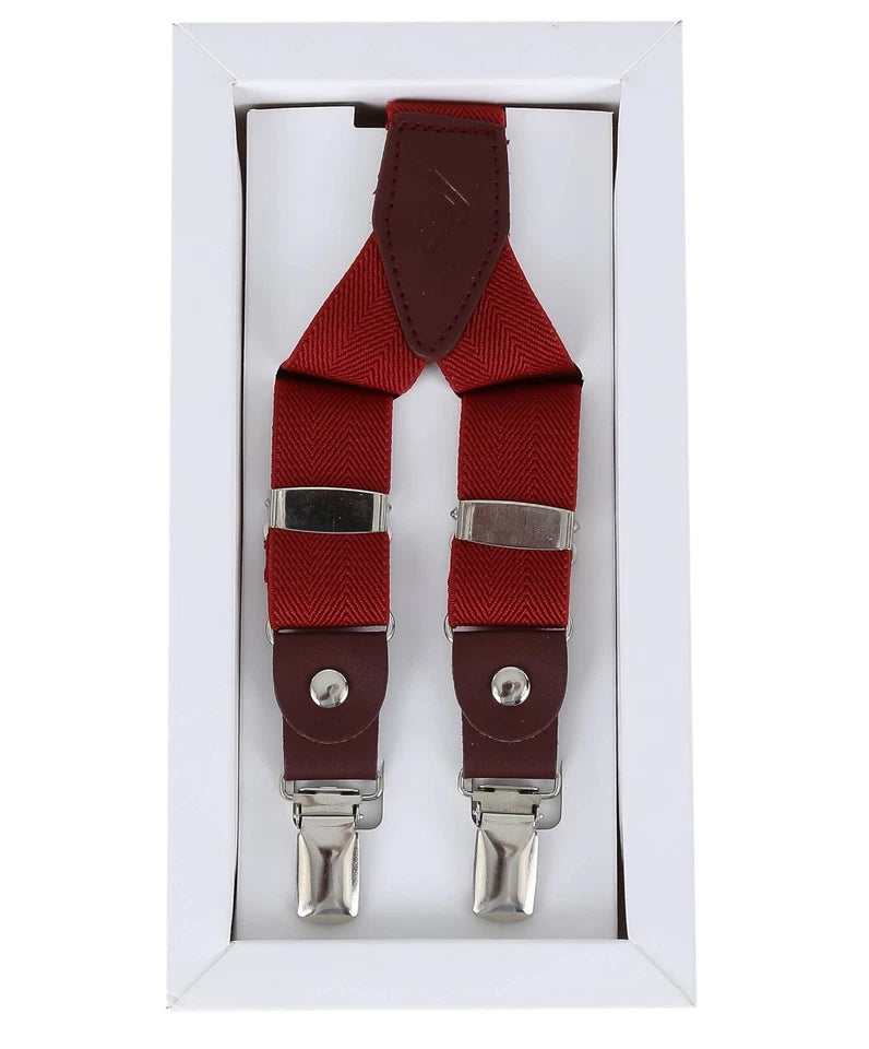Boys Adjustable Y-Shape Suspenders - Burgundy