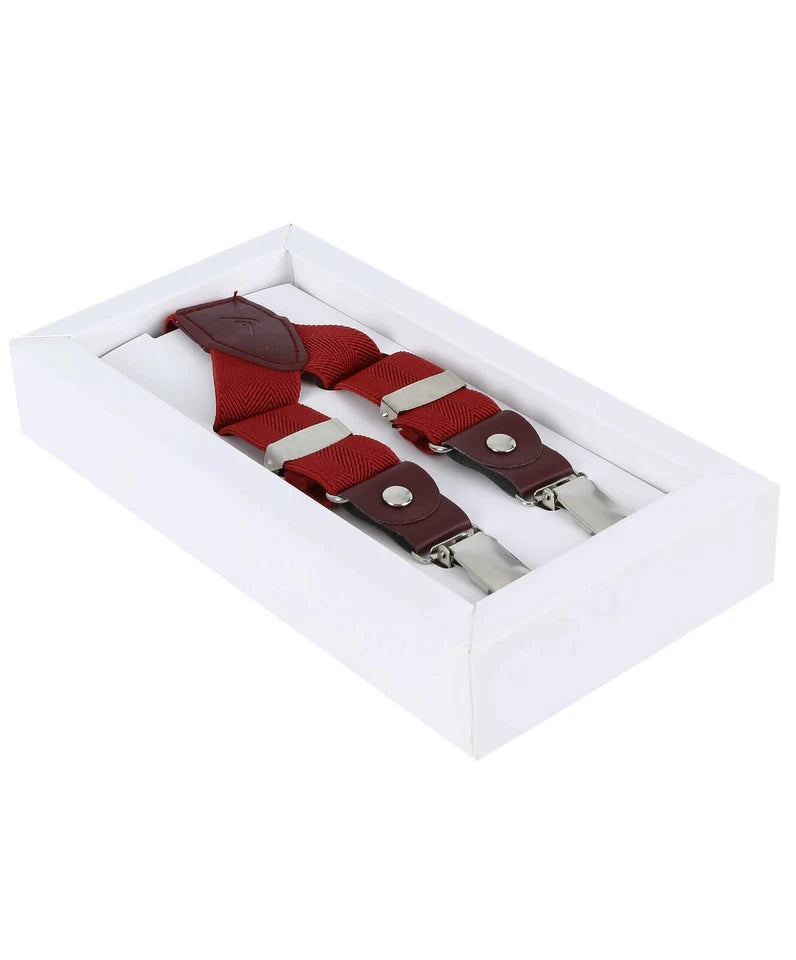 Boys Adjustable Y-Shape Suspenders - Burgundy