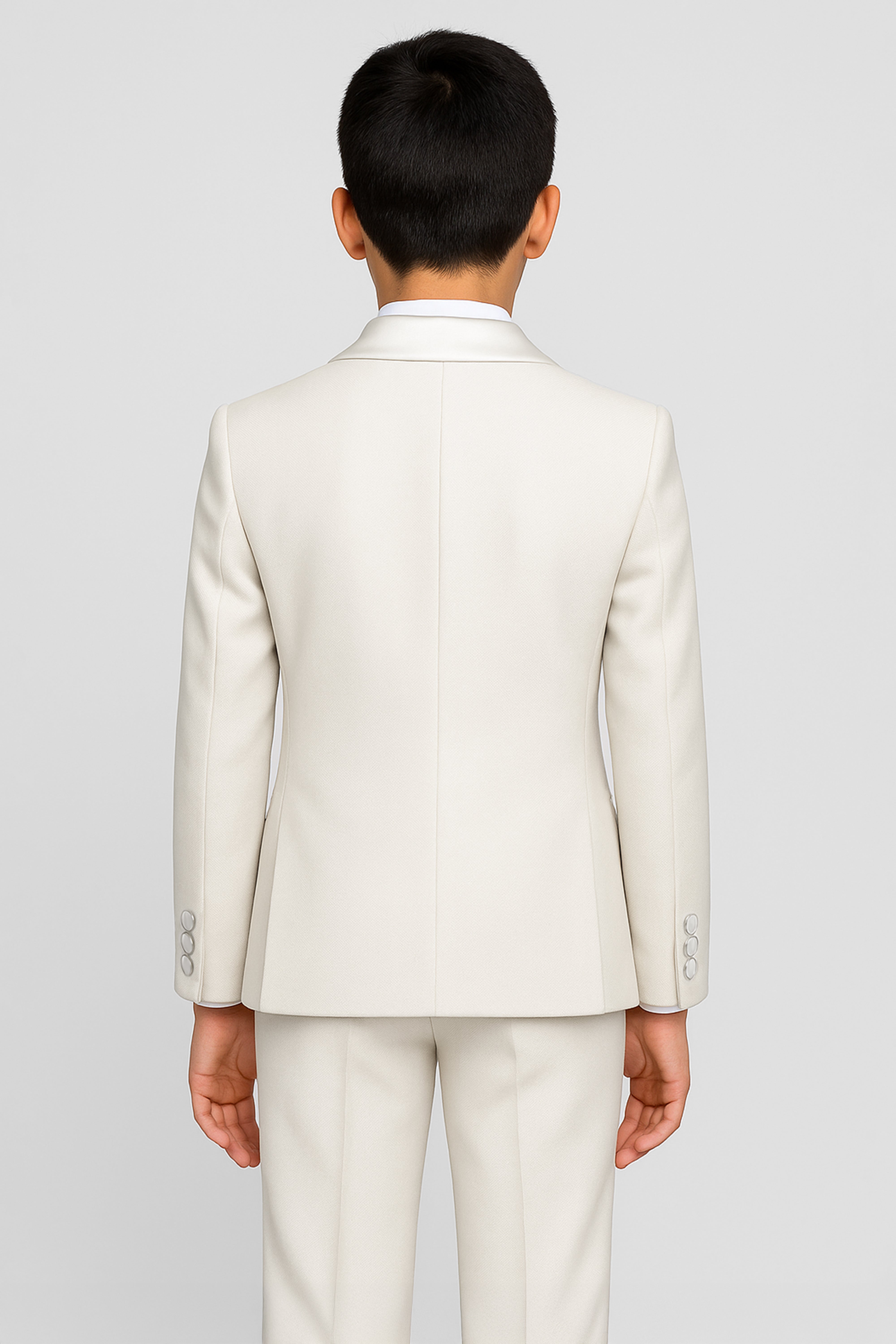Boys Sheen Lapel Slim Fit Communion Suit - Off white Back picture