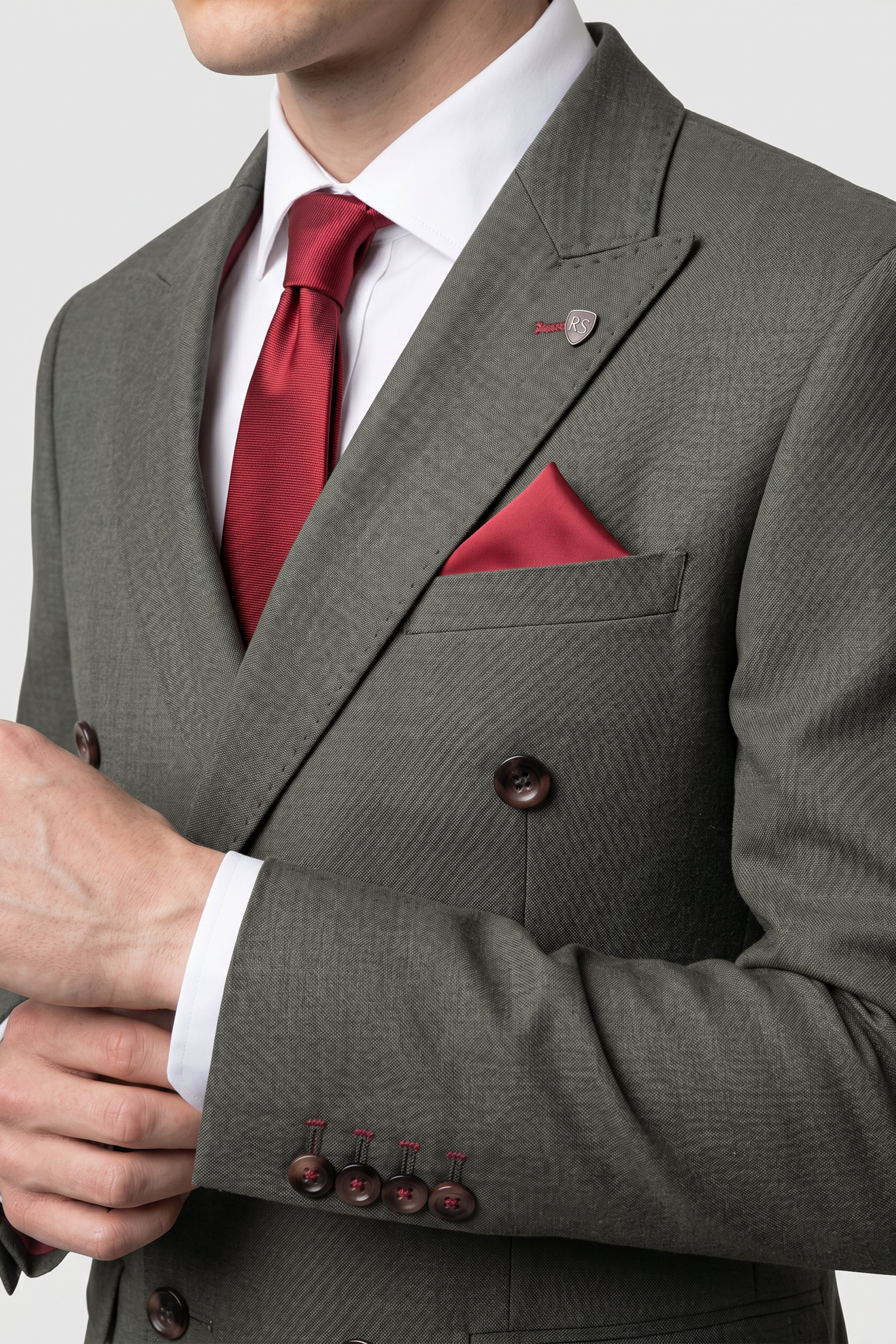 Men’s Twill Double Breasted Blazer - Dark Green